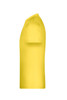 A yellow T-shirt featuring a round neckline and short sleeves, with a logo on the side.