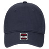 A navy blue 6-panel low profile dad cap featuring a branded tag on the front.