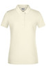 A ladies' basic polo shirt in cream colour, featuring a collared design and a logo.