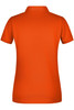 An orange ladies' basic polo shirt featuring a collar and short sleeves, with a logo on the back.