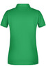 A green ladies' basic polo shirt with a classic collar and short sleeves, featuring a logo on the back.