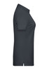 A ladies' basic polo shirt in dark grey, featuring a classic collar and a side split at the hem. It has a logo.