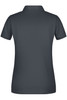 A dark grey ladies' basic polo shirt featuring a classic collar and short sleeves. It has a logo on it.