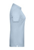 A light blue ladies' basic polo shirt displayed from the side, featuring short sleeves and a collar.