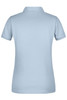 A light blue polo shirt for ladies, featuring a classic collar and short sleeves, with a branding logo.