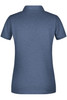 A ladies' polo shirt in a dark blue hue, featuring a simple design and a collar. The shirt has a branding logo.