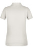 A light grey ladies' basic polo shirt with a collar and short sleeves, featuring a logo on the back.