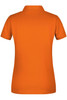 An orange ladies' basic polo shirt with a classic collar and short sleeves, featuring a logo.