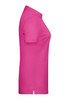 A pink ladies basic polo shirt displayed from the side. The shirt features short sleeves and a collar, with a logo present.