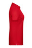 A red ladies basic polo shirt, featuring a classic collar and short sleeves. The shirt has a logo on it.