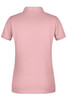 A pink ladies basic polo shirt featuring a collar and short sleeves, with a logo on the back.