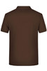 A brown men's basic polo shirt featuring a collar and short sleeves, with a logo on the left side.