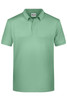 A light green men's polo shirt featuring a collar and short sleeves, with a brand logo.