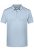 Light blue men's basic polo shirt with a collar and short sleeves, featuring a logo.