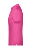 A pink men's basic polo shirt featuring short sleeves and a classic collar, with a logo on the chest.