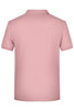 A plain pink mens polo shirt featuring a collar and short sleeves, with a logo on the back.