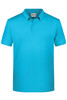 A turquoise polo shirt for men with a classic collar and a logo on the chest.