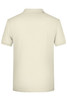 A men's basic short-sleeve polo shirt in a light beige colour, featuring a back view and a logo.