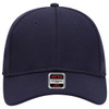 A navy blue 6-panel low profile baseball cap with a logo tag at the front.