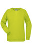 A bright lime green ladies' sweatshirt with a crew neckline and long sleeves, featuring a logo.