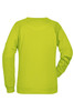 A vibrant lime green ladies’ sweatshirt featuring long sleeves and a rounded neckline, with a logo present.