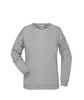 A grey ladies' sweatshirt with a simple design and a logo on the label. Features raglan sleeves.