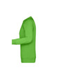 A green ladies sweatshirt displayed from the side, featuring a round neckline and long sleeves. It has a logo.