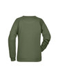 A green women's sweatshirt featuring a simple design and a back view. It has a logo on the sleeve.