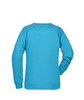A bright blue ladies' jumper with a crew neck and long sleeves, featuring a simple design on the back.
