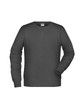 A charcoal grey men's sweatshirt with a crew neckline and long sleeves, featuring a logo.
