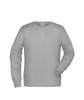 A grey men's sweatshirt with long sleeves and a round neckline, featuring simple stitching and a logo.