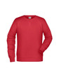 A red men's jumper with a classic design and a logo on the label.