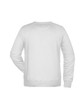 A white men's sweatshirt featuring a simple design and a back view. Includes a logo on the garment.