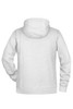 A light grey men's hoodie with a hood and long sleeves, featuring a simple back design.