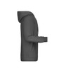 A men's hoodie in grey, featuring a hood and long sleeves. The design includes a logo on the front.
