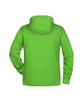 A bright green men's hoodie featuring a hood and long sleeves, showcasing a simple design.