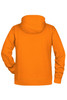 An orange men's hoodie featuring a hood and long sleeves, with a plain back and no visible branding.