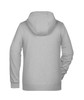 A grey ladies zip hoodie with a hood and long sleeves, featuring a plain back design.