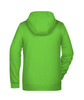 A vibrant green ladies zip hoodie featuring a hood and long sleeves, with a logo on the back.