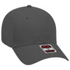 A grey 6 panel low profile baseball cap featuring a branded tag.