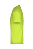 A vibrant lime green t-shirt displayed from the side, featuring short sleeves and a round neckline.