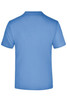A short-sleeved t-shirt in a light blue colour with a plain back and a logo present.