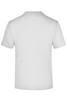 A plain white short-sleeve t-shirt featuring a back view. Includes a logo on the back.