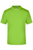 A short-sleeved T-shirt in vibrant lime green with a crew neck design and a brand logo inside the neckline.