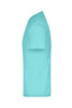A turquoise t-shirt featuring a short-sleeved design and a simple silhouette, with a logo on the front.