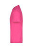 A pink t-shirt displayed from the side, featuring a simple design and short sleeves. It has a logo on the fabric.