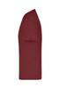 A red T-shirt displayed from the side, featuring short sleeves and no visible branding.