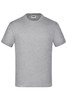 A grey short-sleeve t-shirt with a round neckline and a brand logo on the inside label.