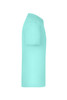 A light blue T-shirt is presented side-on, featuring a simple design and a standard fit. It has a logo on the fabric.