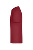 A red Junior Basic-T shirt viewed from the side, featuring a simple design and a logo.